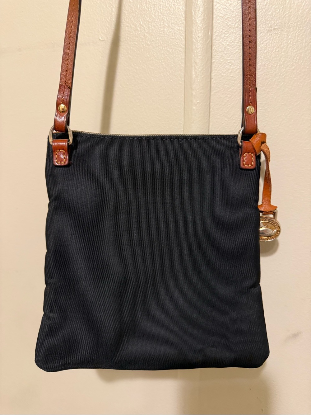Dooney & Bourke Black Nylon Crossbody with Brown Leather Trim - Picture 5 of 13